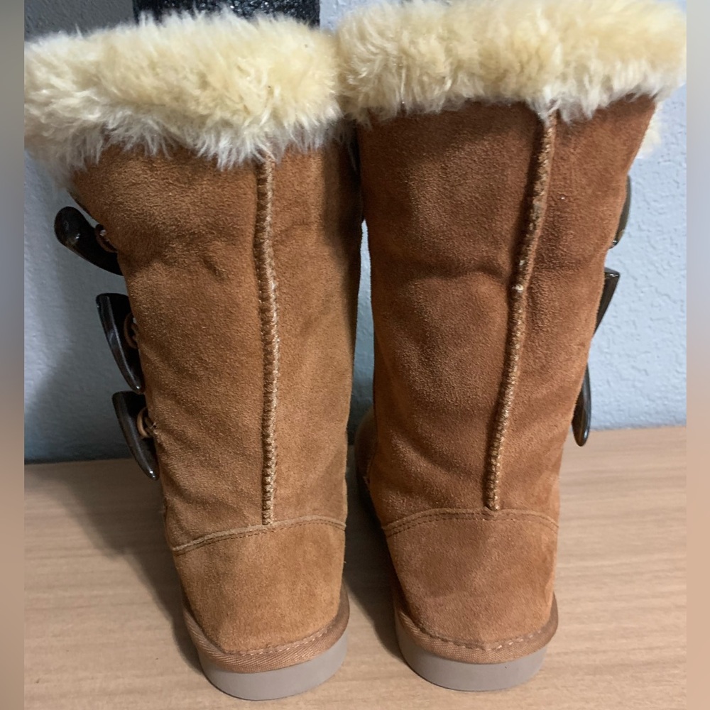 Style & Co Tan Suede Winter Boots with Faux Fur Lining size 8 - Picture 3 of 11